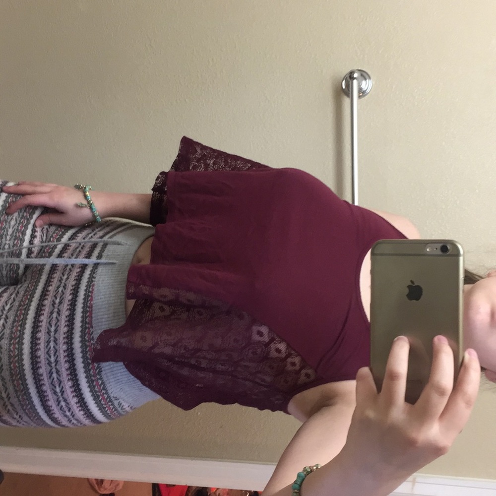 Maroon Lace Crop top